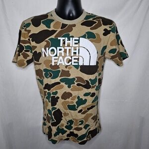 Mens The North Face Half Dome Logo All Over Camo Print Short Sleeve Shirt Size S